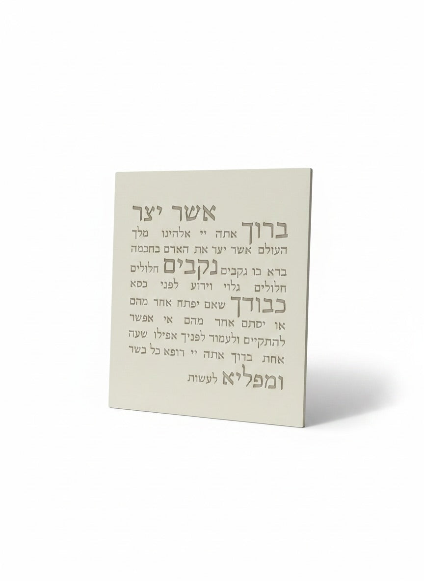אשר יצר | דגם מעוצב-לבן טבעי-כיתוב חום