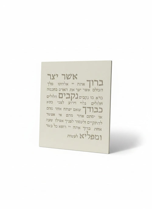 אשר יצר | דגם מעוצב-לבן טבעי-כיתוב חום