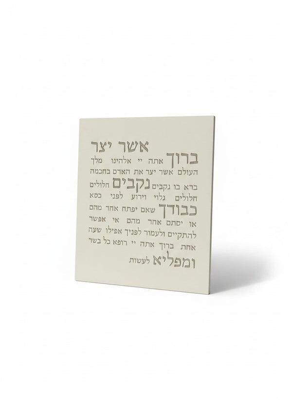 אשר יצר | דגם מעוצב-לבן טבעי-כיתוב חום