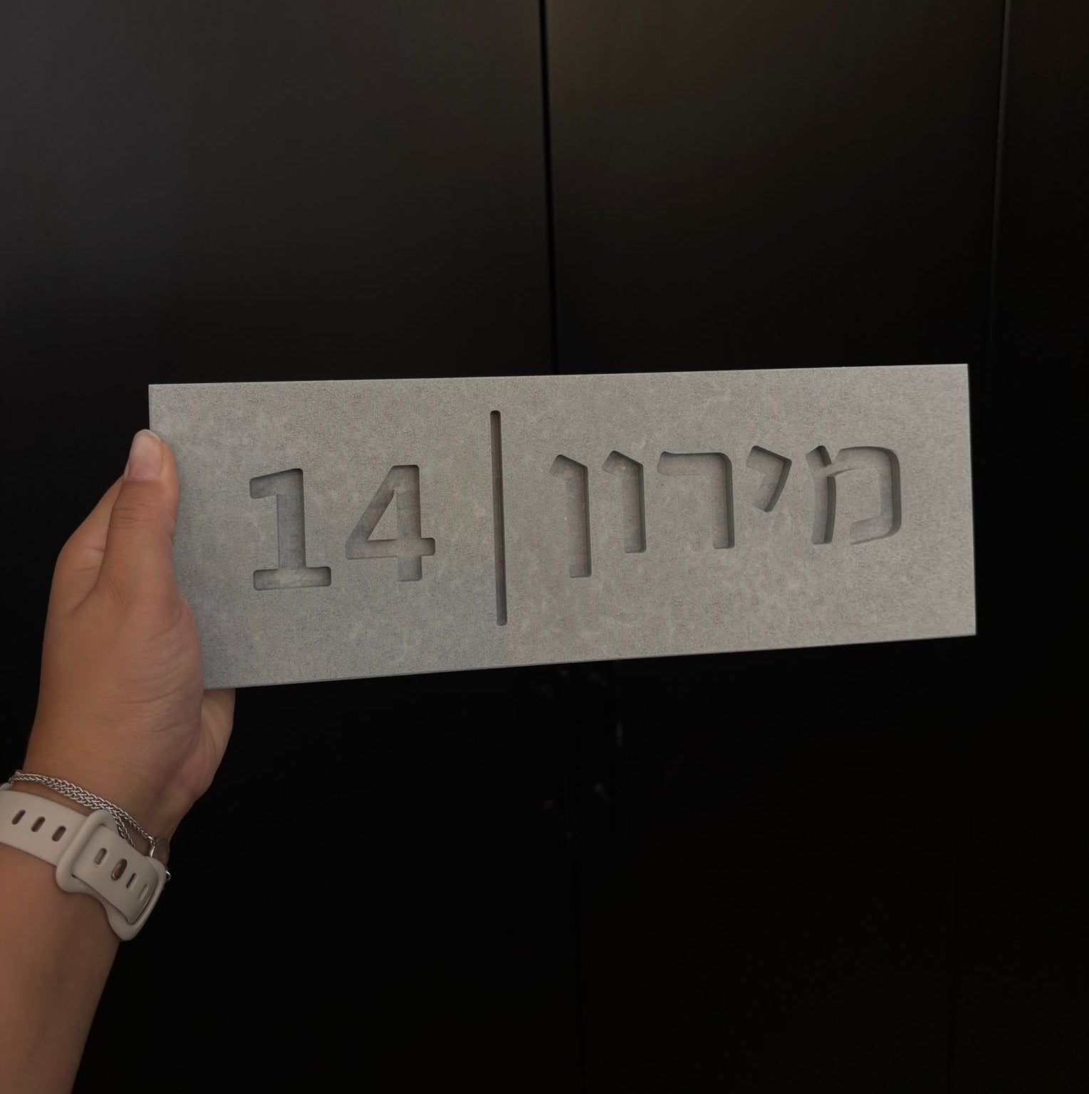 שלט כניסה לבית + בית מזוזה-אפור טבעי - ZEN סט